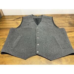 Wyoming Traders Vest Mens 2XL Gray Western Wool Lined Button Ranch Wear Cowboy.